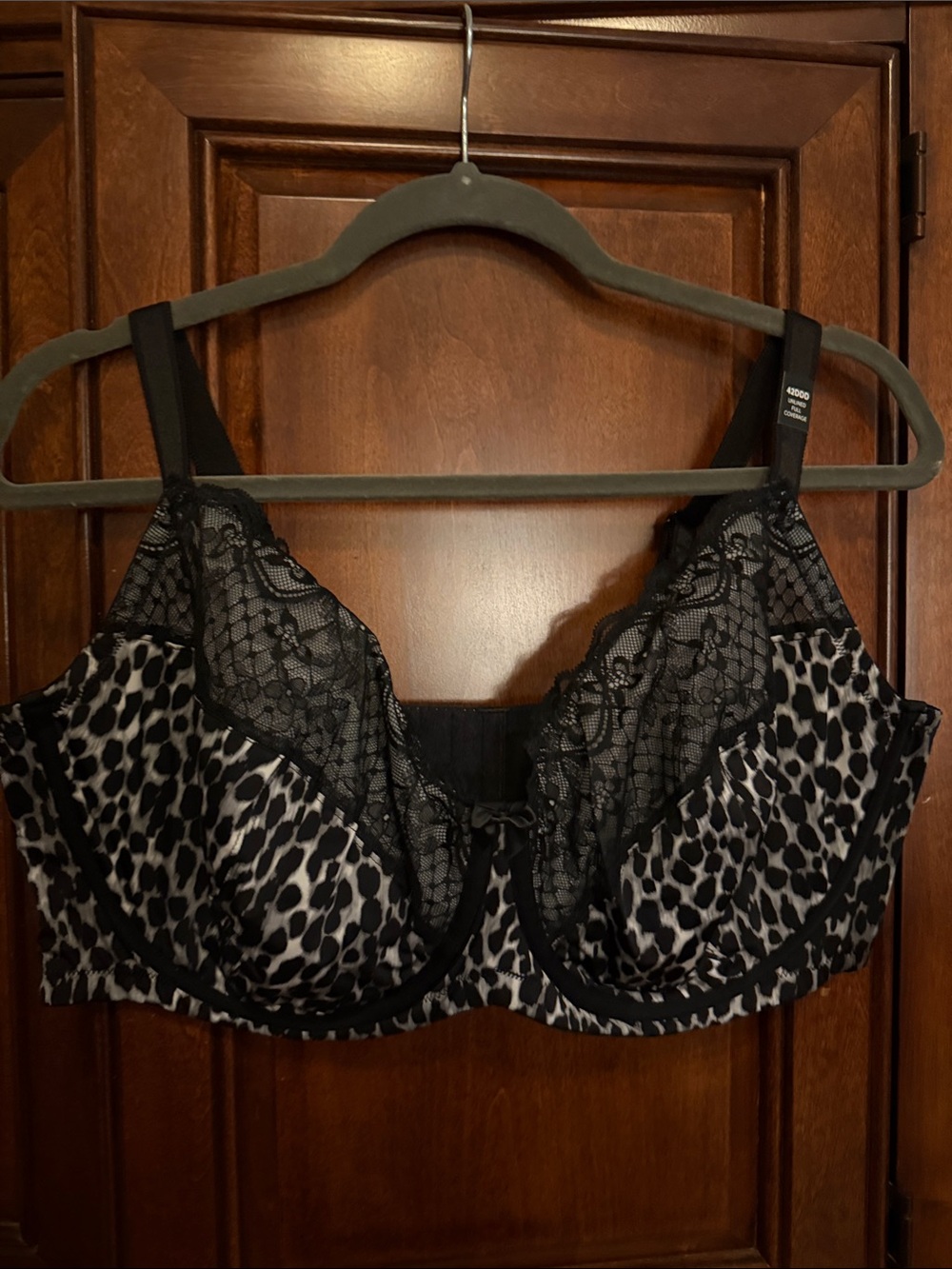 torrid Black & White Leopard Lace Underwire Bra with Sheer Lace
